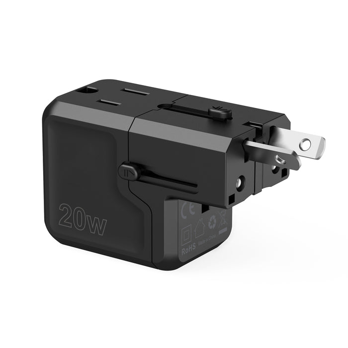 Choetech PD6038 USB-C USB-A PD 20W Travel Charger USA EU UK AU - Black