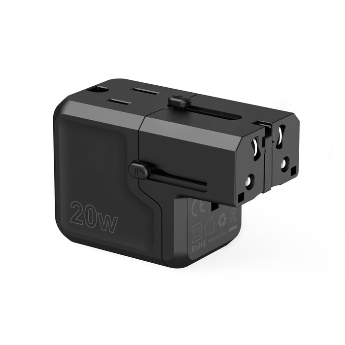 Choetech PD6038 USB-C USB-A PD 20W Travel Charger USA EU UK AU - Black