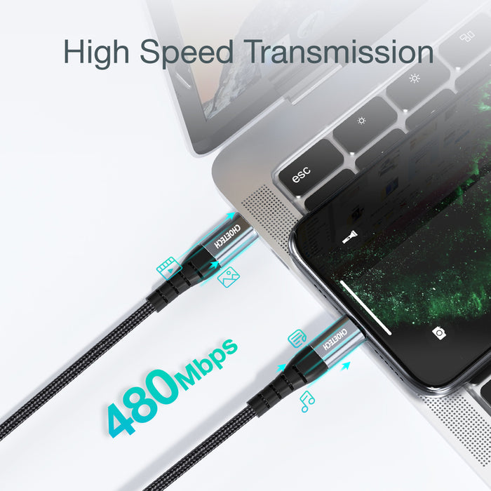 Choetech IP0041 USB-C / Lightning MFi 480Mb/s 3A 2 m cable - black
