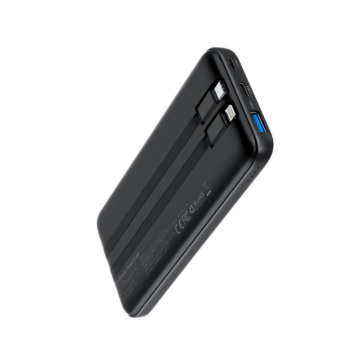 Powerbank Choetech B654 10000mAh 22.5W USB-A / USB-C / micro USB with built-in USB-C / Lightning cable - black