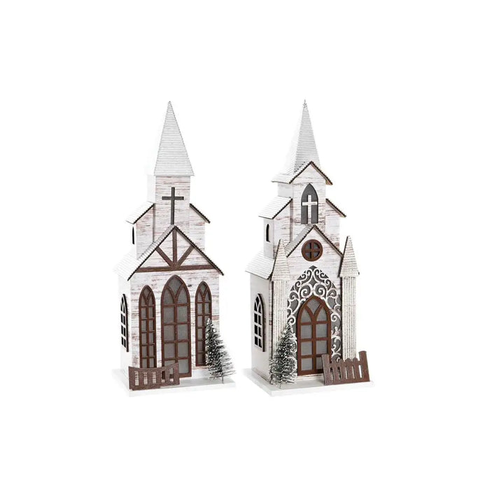 Christmas bauble DKD Home Decor Church MDF (12,5 x 11 x 33 cm) (2 Units) - Декорация и Осветление<<<Дом