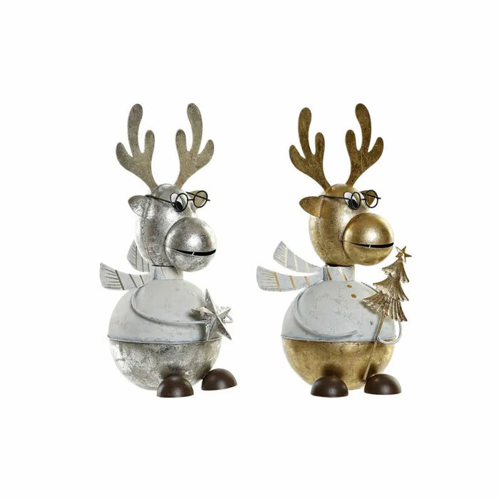 Christmas bauble DKD Home Decor Metal Reindeer (14 x 13 x 27 cm) (2 pcs) - Декорация и Осветление<<<Дом