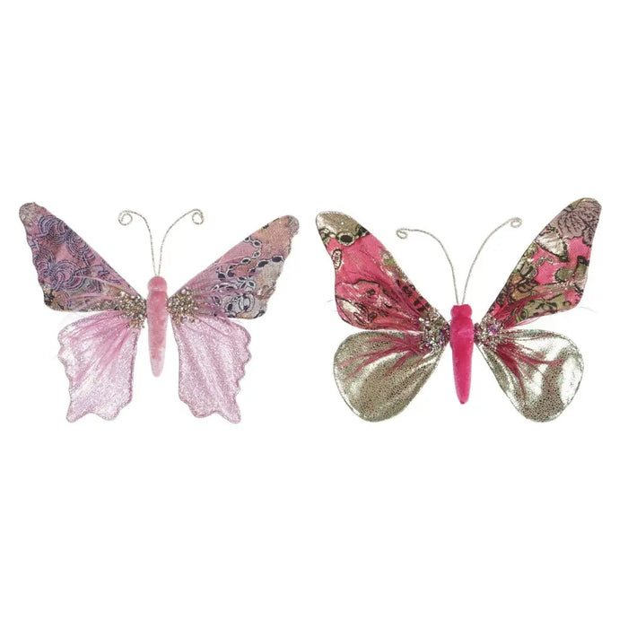 Christmas bauble DKD Home Decor Polyester Butterfly (22 x 3 x 18 cm) (2 Units) - Декорация и Осветление<<<Дом