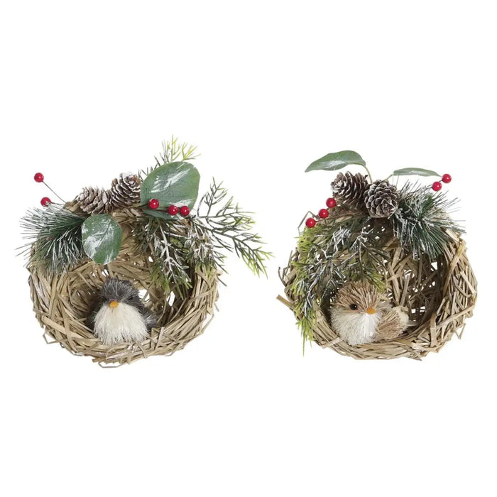 Christmas bauble DKD Home Decor Polyester Rattan (14 x 11 x 15 cm) (2 Units) - Декорация и Осветление<<<Дом