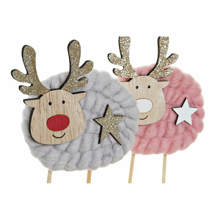 Christmas bauble DKD Home Decor Polyester Wood (2 pcs) (10 x 4 x 16 cm) - Декорация и Осветление<<<Дом