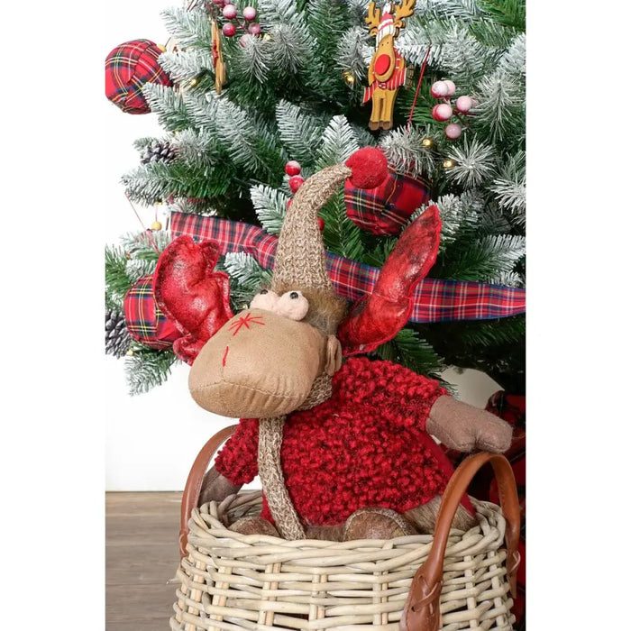 Christmas bauble DKD Home Decor Red Grey Reindeer 27 x 19 x 32 cm (2 Units) - Декорация и Осветление<<<Дом