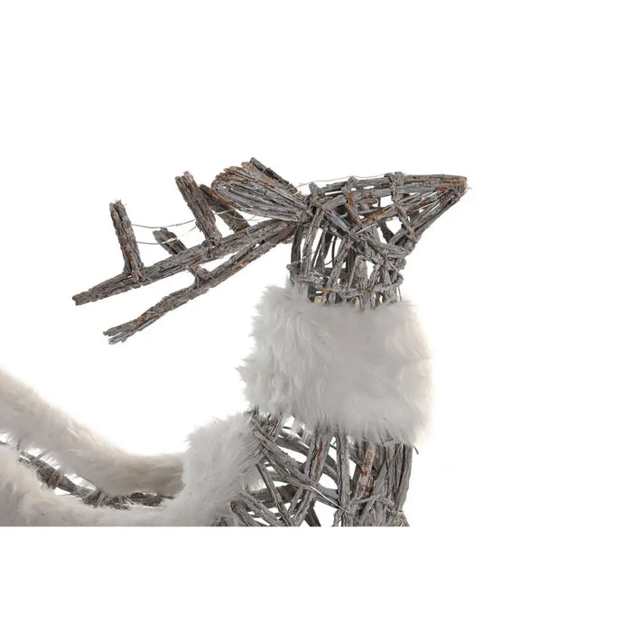 Christmas bauble DKD Home Decor Reindeer and sleigh White wicker Reindeer 75 x 20 x 53 cm - Декорация и