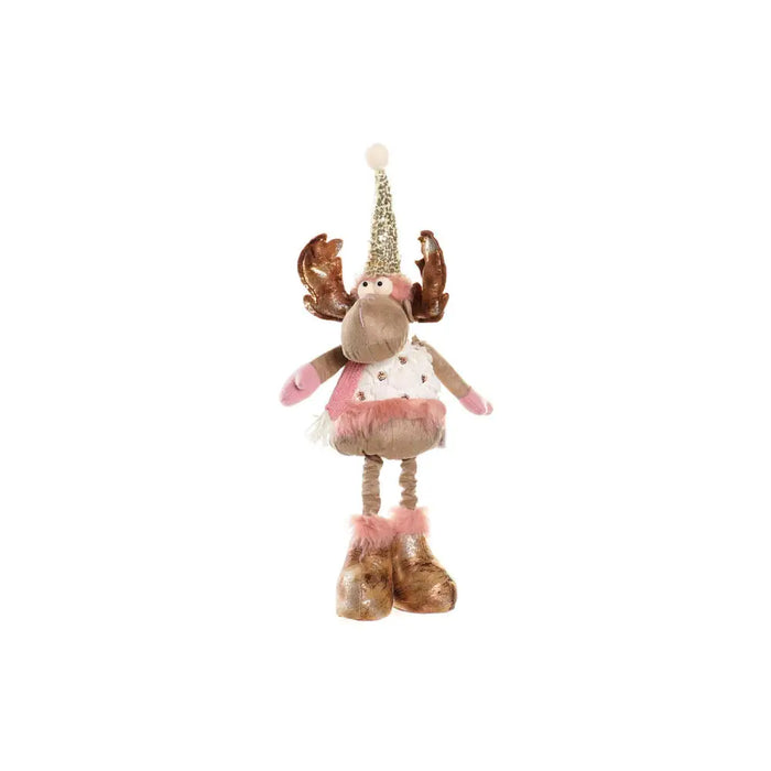Christmas bauble DKD Home Decor White Pink Golden Reindeer 15 x 17 x 50 cm (2 Units) - Декорация и Осветление<<<Дом