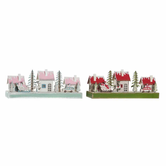 Christmas bauble DKD Home Decor Wood House (2 pcs) (30 x 6 x 12 cm) - Декорация и Осветление<<<Дом