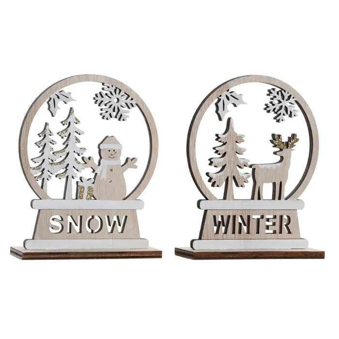 Christmas bauble DKD Home Decor Wood Reindeer (12 x 4 x 15 cm) (2 Units) - Декорация и Осветление<<<Дом