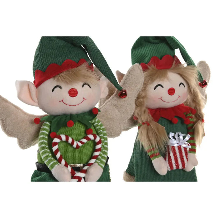 Christmas bauble Home ESPRIT Red Green Elf 31 X 13 X 53 CM (2 Units) - Декорация и Осветление<<<Дом