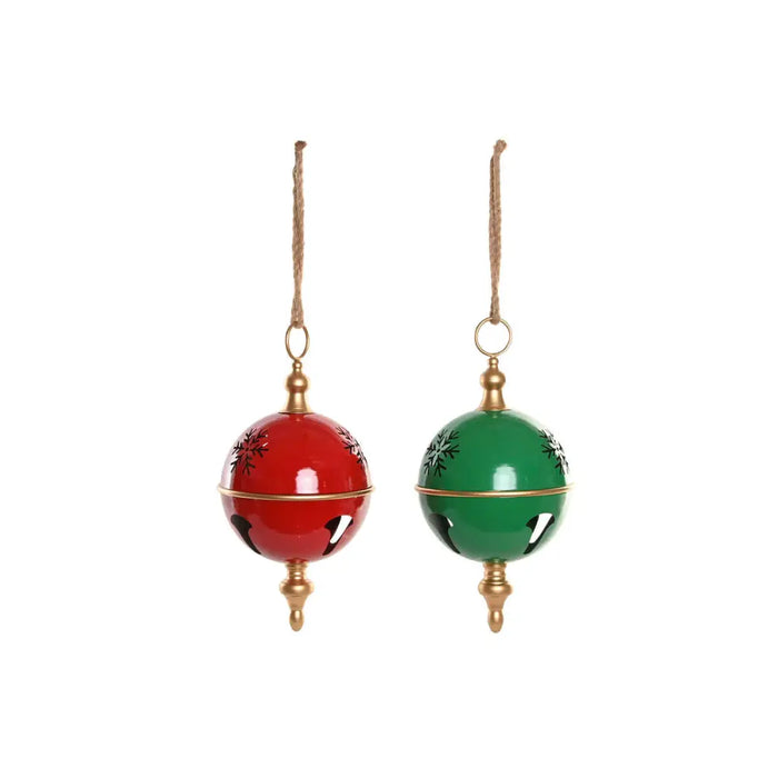 Christmas Bauble Home ESPRIT Red Green Golden Metal (2 Units) - Декорация и Осветление<<<Дом Градина<<<BigBuy&&&Коледни