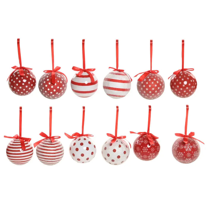 Christmas Bauble Home ESPRIT White Red PVC (14 Pieces) - Декорация и Осветление<<<Дом Градина<<<BigBuy&&&Коледни