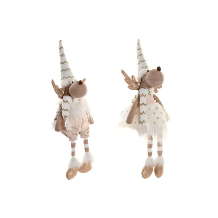 Christmas bauble Home ESPRIT White Reindeer 14 X 13 X 55 CM (2 Units) - Декорация и Осветление<<<Дом