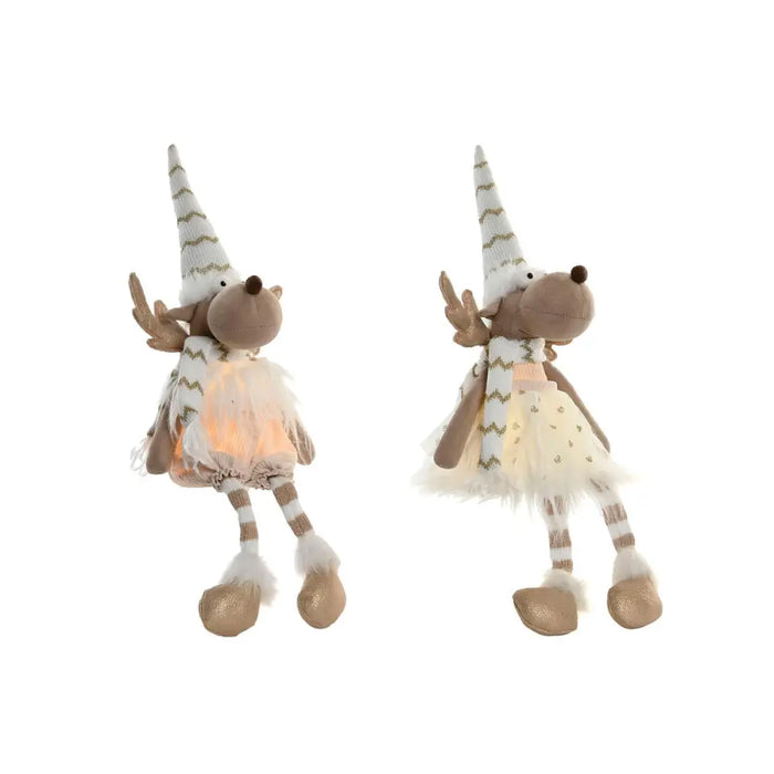 Christmas bauble Home ESPRIT White Reindeer 14 X 13 X 55 CM (2 Units) - Декорация и Осветление<<<Дом