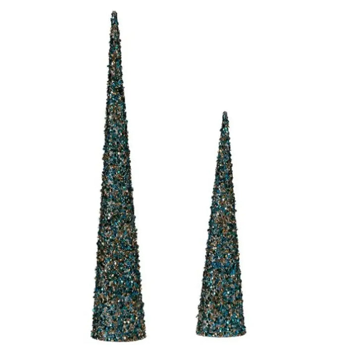 Christmas bauble Krist+ Blue Golden Cones 9,5 x 60 x 9,5 cm Sequins (4 Units) - Декорация и Осветление<<<Дом