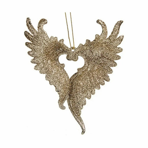 Christmas bauble Krist+ Champagne Plastic Glitter Angel Wings 12 x 13 x 2,5 cm (24 Units) - Декорация и