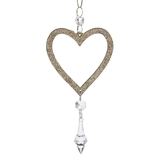 Christmas bauble Krist+ Champagne Plastic Glitter Heart 9 x 16 x 2 cm (24 Units) - Декорация и Осветление<<<Дом