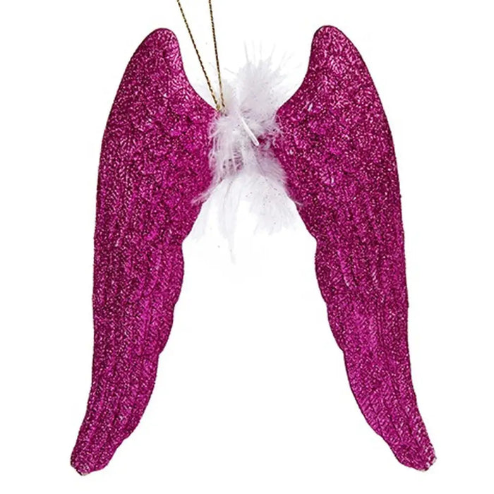 Christmas bauble Krist+ Fuchsia Plastic Glitter Angel Wings 12,5 x 15 x 2,5 cm (24 Units) - Декорация и