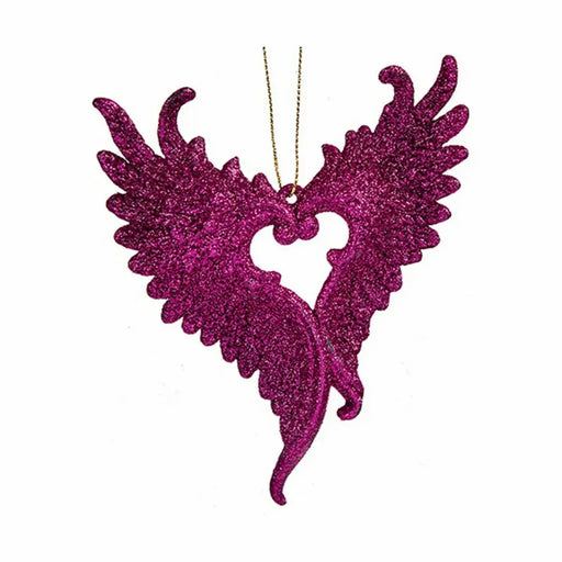 Christmas bauble Krist+ Fuchsia Plastic Glitter Angel Wings 12 x 13 x 2,5 cm (24 Units) - Декорация и Осветление<<<Дом