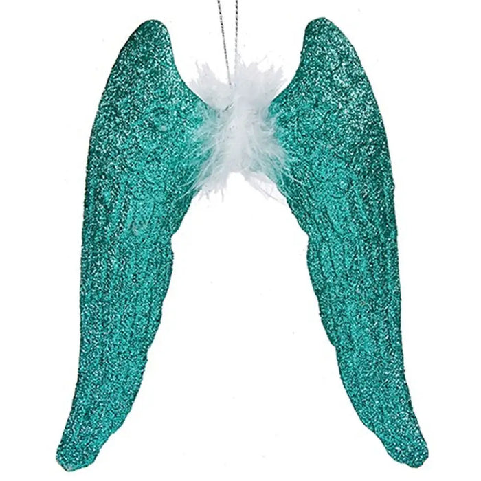 Christmas bauble Krist+ Green Plastic Glitter Angel Wings 12,5 x 15 x 2,5 cm (24 Units) - Декорация и Осветление<<<Дом
