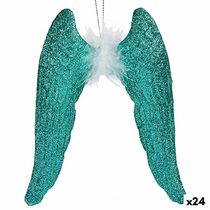 Christmas bauble Krist+ Green Plastic Glitter Angel Wings 12,5 x 15 x 2,5 cm (24 Units) - Декорация и Осветление<<<Дом