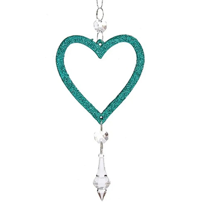 Christmas bauble Krist+ Green Plastic Glitter Heart 9 x 16 x 2 cm (24 Units) - Декорация и Осветление<<<Дом