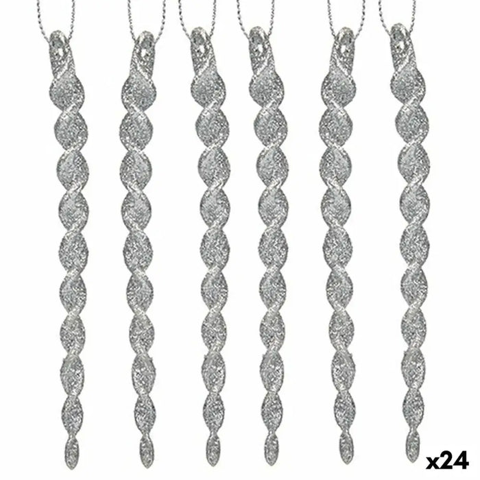 Christmas bauble Krist+ Silver Plastic Glitter 13,5 x 1 x 5,5 cm 10,5 x 21 x 1 cm (24 Units) - Декорация и