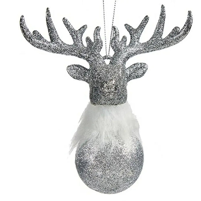 Christmas bauble Krist+ Silver Plastic Glitter Reindeer 13,5 x 15,5 x 7 cm (24 Units) - Декорация и Осветление<<<Дом