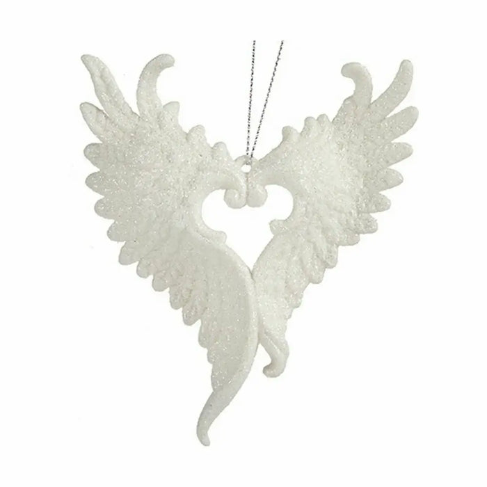 Christmas bauble Krist+ White Plastic Glitter Angel Wings 12 x 13 x 2,5 cm (24 Units) - Декорация и Осветление<<<Дом