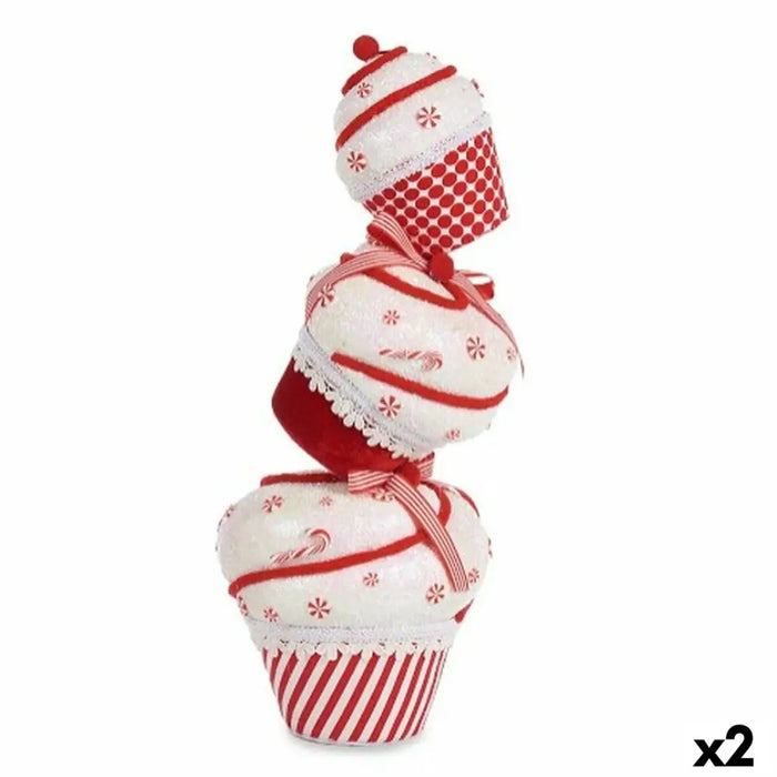 Christmas bauble Krist+ White Red Tower Cake 20 x 50 x 20 cm (2 Units) - Декорация и Осветление<<<Дом