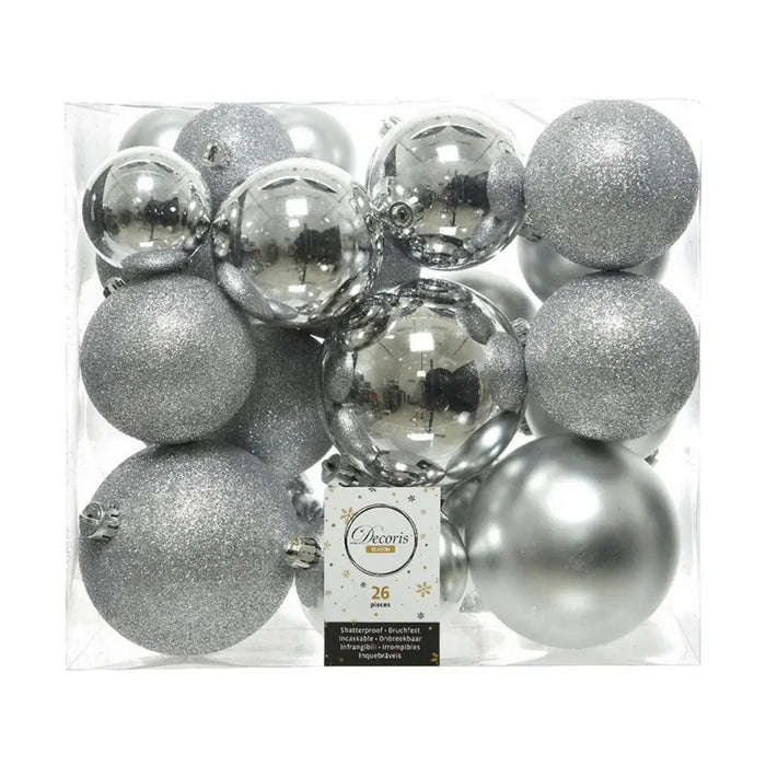 Christmas Baubles Decoris Silver Shiny (26 Pieces) - Декорация и Осветление<<<Дом Градина<<<BigBuy&&&Коледни