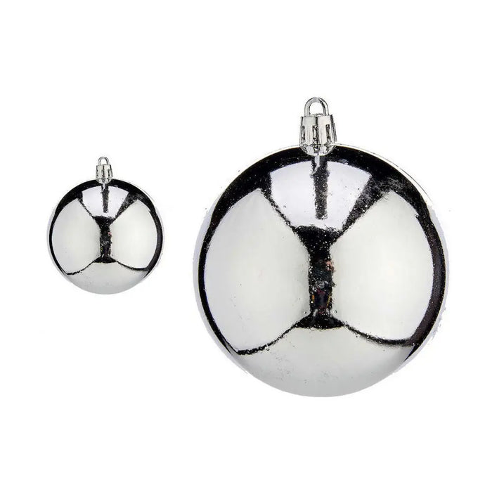 Christmas Baubles Ø 8 cm 16 Units Silver Plastic - Декорация и Осветление<<<Дом Градина<<<BigBuy&&&Коледни