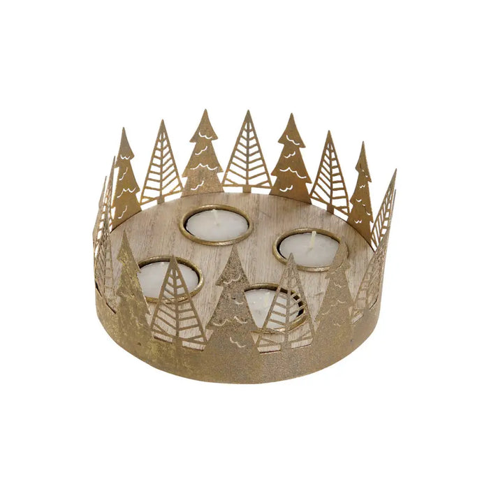 Christmas Candle Holder DKD Home Decor Golden Natural 16,5 x 16,5 x 8,5 cm (2 Units) - Декорация и Осветление<<<Дом