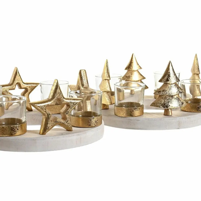 Christmas Candle Holder DKD Home Decor Natural Golden (2 Units) (21 x 11,5 x 21 cm) - Декорация и Осветление<<<Дом