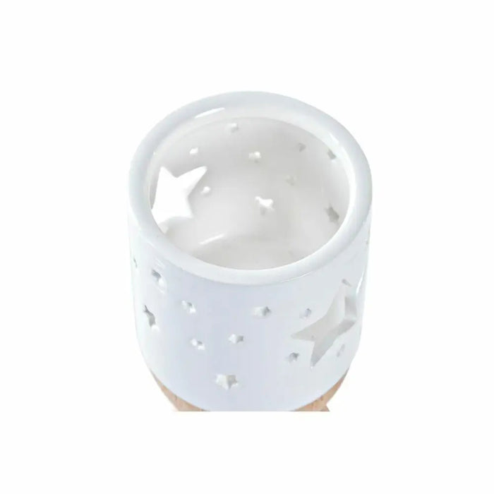 Christmas Candle Holder DKD Home Decor White Brown Natural Star 6 x 6 x 14 cm - Декорация и Осветление<<<Дом