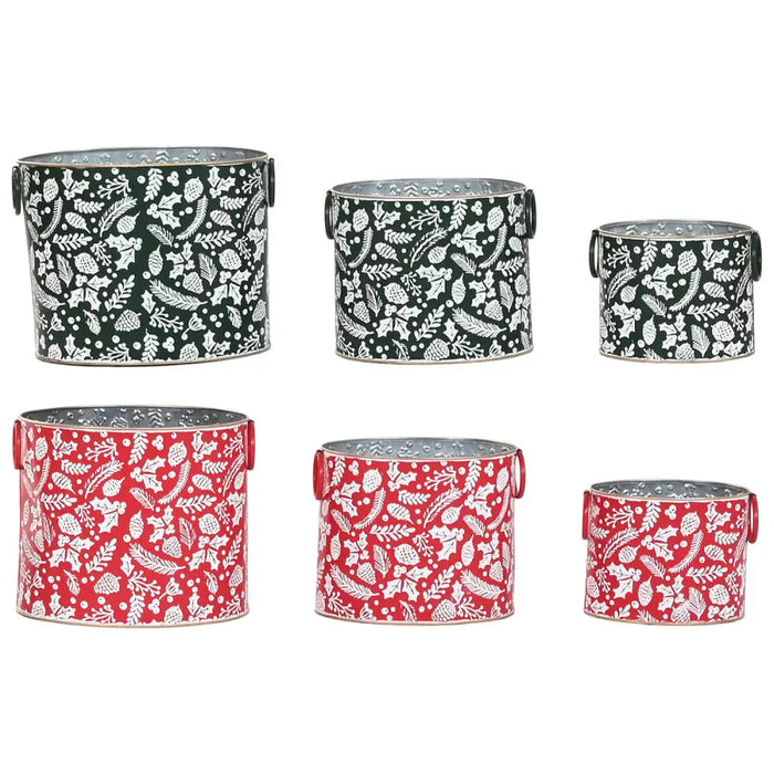 Christmas Decorations Set Home ESPRIT Red Green Christmas 28,5 x 19,5 x 24 cm (3 Pieces) (2 Units) - Декорация и