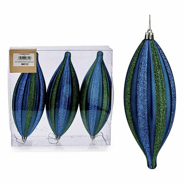 Christmas Decorations Set Krist+ Blue Green PVC Streched 8,5 x 3,5 x 19 cm (12 Units) - Декорация и Осветление<<<Дом