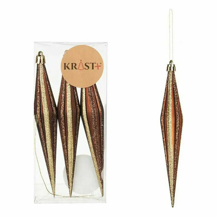 Christmas Decorations Set Krist+ Brown PVC Streched 8,5 x 3,5 x 19 cm (12 Units) - Декорация и Осветление<<<Дом