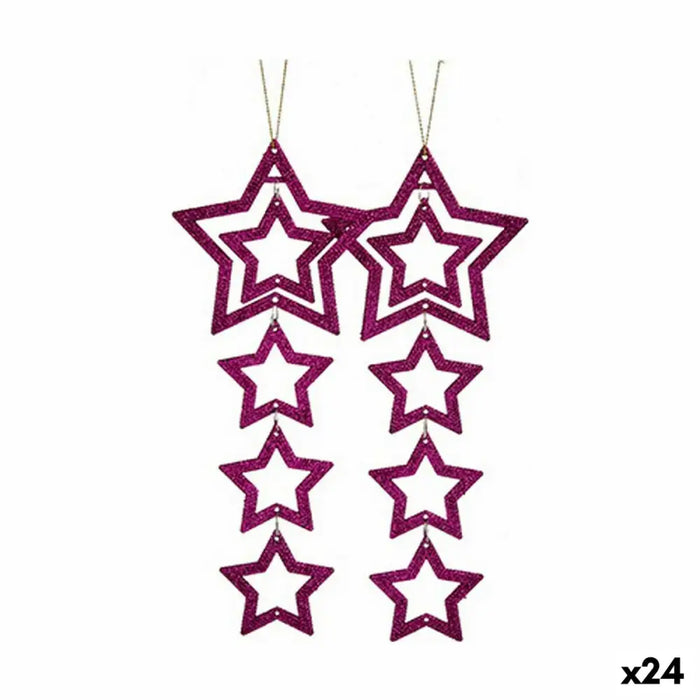 Christmas Decorations Set Krist+ Fuchsia Plastic Glitter Star 19 x 0,2 x 23 cm 10 x 23 x 0,4 cm (24 Units) - Декорация