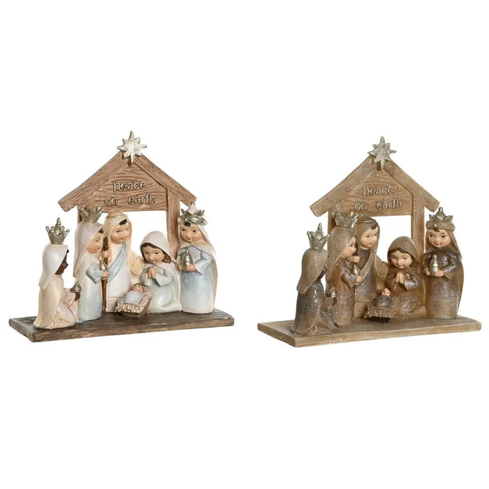 Christmas nativity set DKD Home Decor Blue Brown Golden Resin 17 x 7 x 15,5 cm 7 x 7 x 15,5 cm (2 Units) - Декорация и