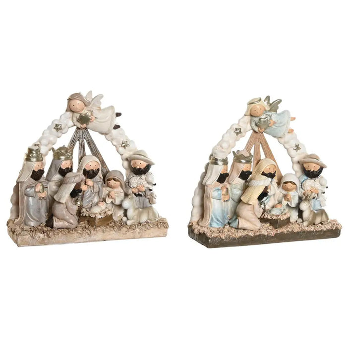 Christmas nativity set DKD Home Decor Blue White Brown Resin 23,5 x 8 x 20,5 cm (2 Units) - Декорация и