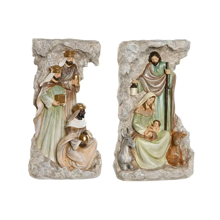 Christmas nativity set Home ESPRIT Multicolour Resin 19,5 x 11 x 31,5 cm (2 Units) - Декорация и Осветление<<<Дом