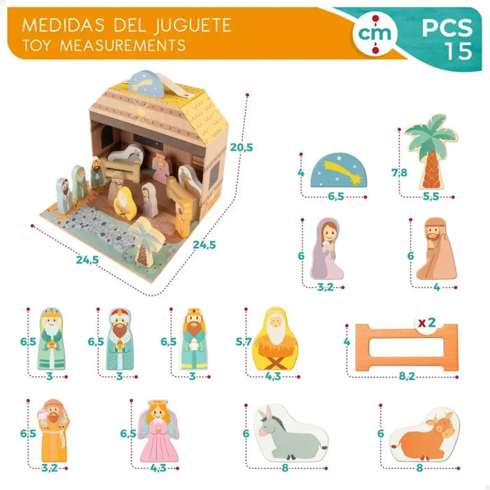Christmas nativity set Woomax 24,5 x 20,5 x 24,5 cm (15 Pieces) (6 Units) - Коледни украси<<<Декорация и