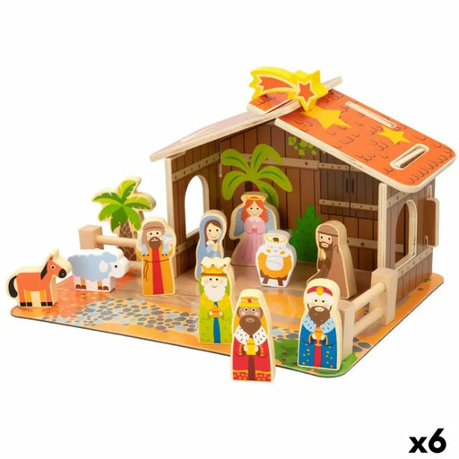 Christmas nativity set Woomax Wood 29,5 x 16,5 x 22 cm (20 Pieces) (6 Units) - Декорация и Осветление<<<Дом