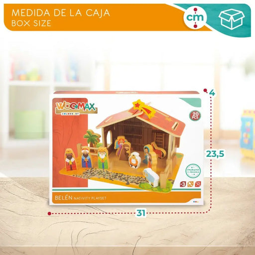 Christmas nativity set Woomax Wood 29,5 x 16,5 x 22 cm (20 Pieces) (6 Units) - Декорация и Осветление<<<Дом