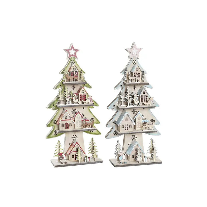 Christmas Tree DKD Home Decor Red Tree Blue Pink Wood Green (23 x 9 x 47 cm) (2 Units) - Декорация и Осветление<<<Дом