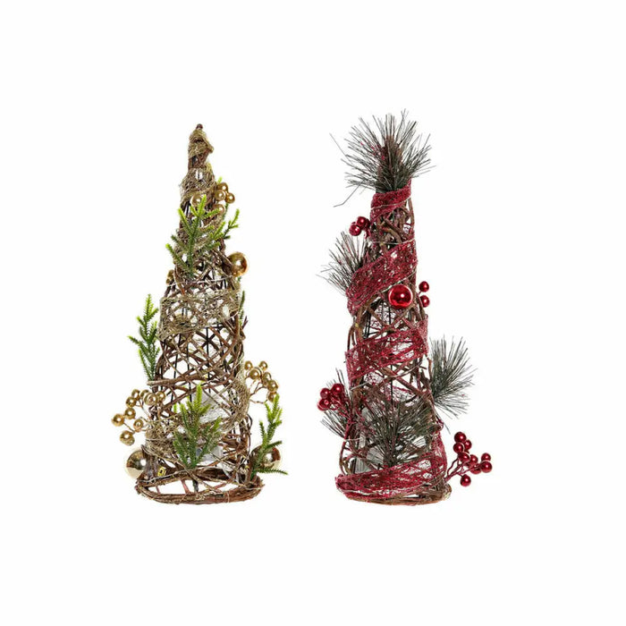 Christmas Tree DKD Home Decor Red Green Golden 16 x 16 x 41 cm Plastic (2 Units) - Декорация и Осветление<<<Дом