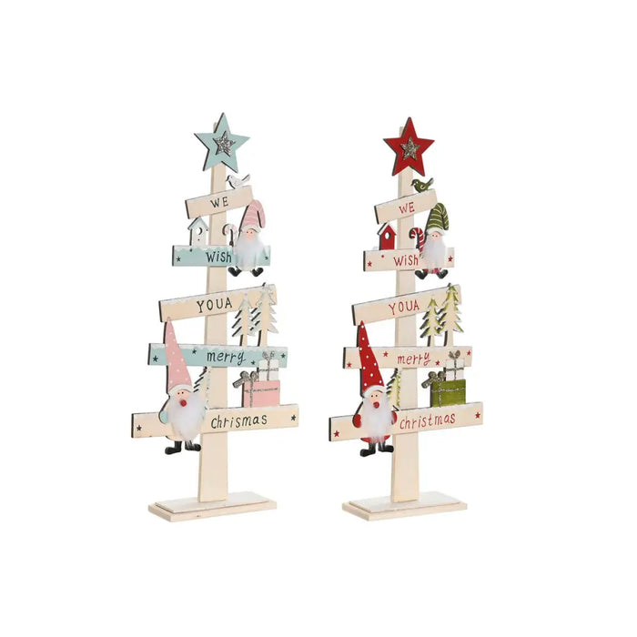 Christmas Tree DKD Home Decor Red Pink Wood 17,5 x 5 x 38 cm (2 Units) - Декорация и Осветление<<<Дом