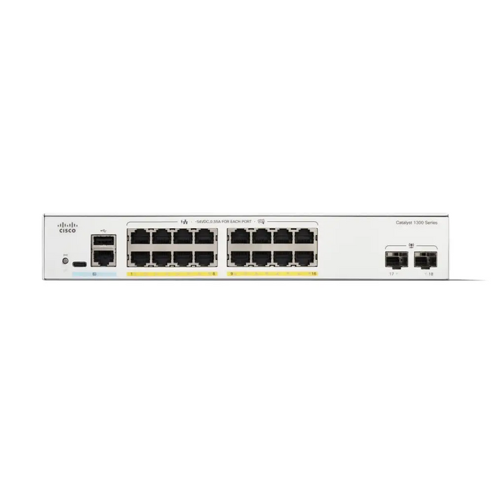 Cisco Catalyst 1300-16FP-2G Managed Switch 16 Port GE Full PoE 2x1GE SFP Limited Lifetime Protection (C1300-16FP-2G)